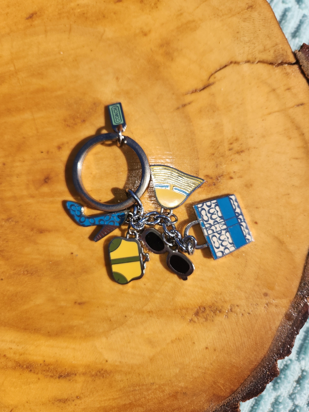 vintage Coach Hampton Weekend / Travel Theme Multi-Charm Keychain